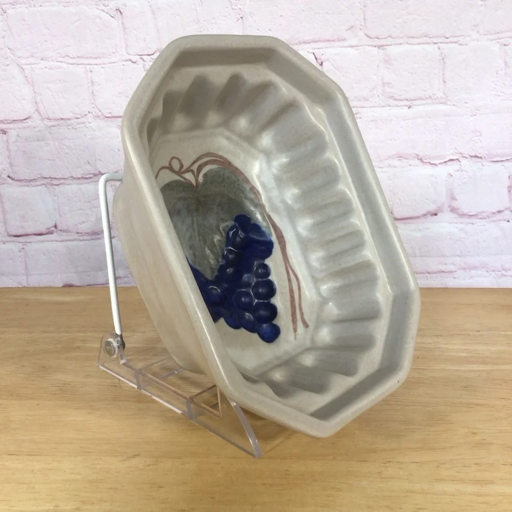 Vintage Handcrafted Chatham Stoneware Grape Design Pudding Mold